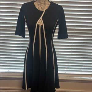 Elegant Black Dress with White Accents